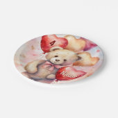 Teddy Bear誕生日追加の名前と年齢 ペーパープレート (アングル)
