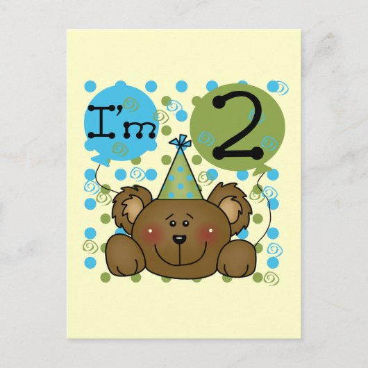 Teddy Bear誕生日Tシャツとギフト ポストカード (正面)