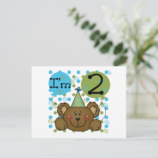 Teddy Bear誕生日Tシャツとギフト ポストカード (スタンド正面)