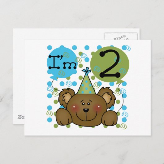 Teddy Bear誕生日Tシャツとギフト ポストカード (正面/裏面)