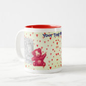 Teddy Bear赤いハートパーソナライズされた写真 ツートーンマグカップ (正面左)