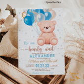 Teddy Bear赤ちゃんシャワー私たちは心から待つことができる 招待状
