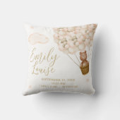 Teddy Bear金ゴールドバルーンベビー誕生統計 クッション (裏面)