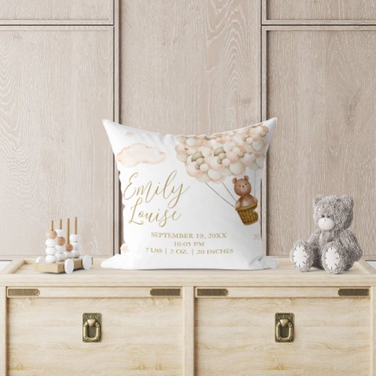 Teddy Bear金ゴールドバルーンベビー誕生統計 クッション