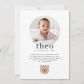 Teddy Bear顔 – 写真誕生日 招待状 (正面)