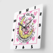 Teddy Bear：愛、ハート、最高のマム スクエア壁時計 (傾斜)