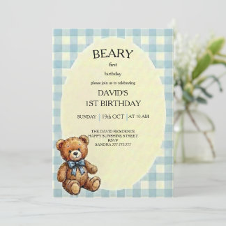 Teddy Bear 1st Birthday 招待状