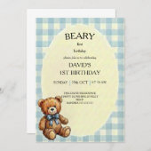 Teddy Bear 1st Birthday 招待状 (正面/裏面)