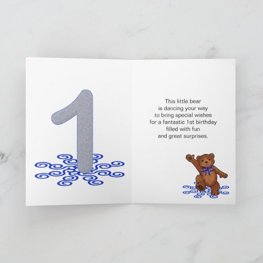 Teddy Bear 1st Birthday for Boy カード (内部)