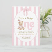 Teddy Bear 1st Birthday Invitation Girl 招待状 (スタンド正面)