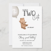 Teddy bear 2nd birthday TWO cute to bear 招待状 (正面)