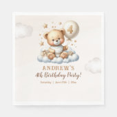 Teddy Bear 4th Birthday Party Napkins スタンダードランチョンナプキン (正面)