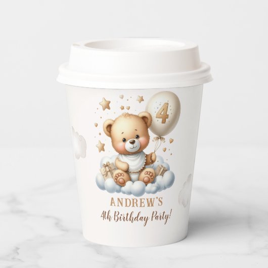 Teddy Bear 4th Birthday Party with Bear theme 紙コップ (裏面)
