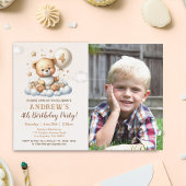 Teddy Bear 4th Birthday Photo Invitation for Boys 招待状