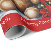 Teddy Bear Add Child's Name Christmas Classic ラッピングペーパー (ロールコーナー)