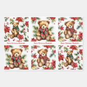 Teddy Bear Add Name Cute Christmas 3 ラッピングペーパーシート (正面3)