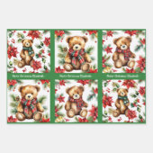 Teddy Bear Add Name Cute Christmas 3 ラッピングペーパーシート (正面2)