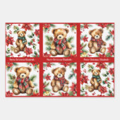 Teddy Bear Add Name Cute Christmas 3 ラッピングペーパーシート (正面)
