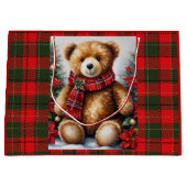 Teddy Bear Add Names Cute Christmas ラージペーパーバッグ (正面)