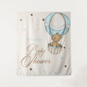 Teddy Bear Air熱いバルーン真珠のように待つ赤ちゃんシャワー タペストリー (正面)