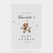 Teddy Bear & Airplaneウェルカムベビーシャワー アクリルサイン (正面)