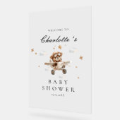 Teddy Bear & Airplaneウェルカムベビーシャワー アクリルサイン (傾斜)