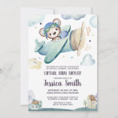 Teddy Bear Airplane｜バーチャルベビーシャワー 招待状 (正面)