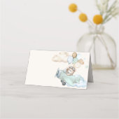 Teddy Bear Airplane Baby Shower Folded Place Card プレイスカード (裏面)