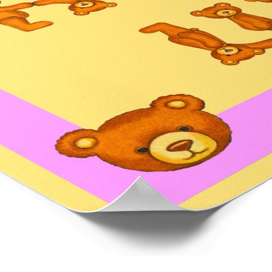 Teddy Bear Alphabet Letters Poster~ABCs Light Pink ポスター (角)