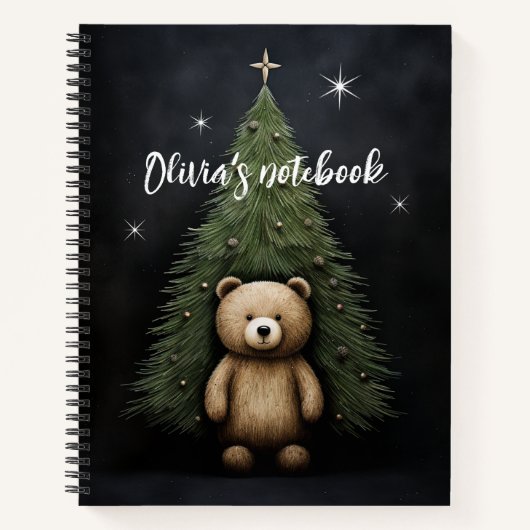 Teddy bear and Christmas tree Notebook ノートブック (正面)