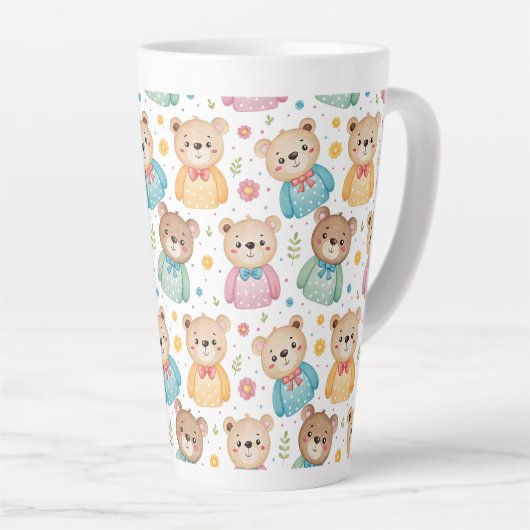 Teddy bear and flowers カフェラテマグ (右アングル)