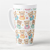 Teddy bear and flowers カフェラテマグ (左アングル)