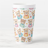Teddy bear and flowers カフェラテマグ (正面)