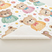 Teddy bear and flowers シェルパブランケット (3/4)