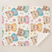 Teddy bear and flowers シェルパブランケット (正面(横))
