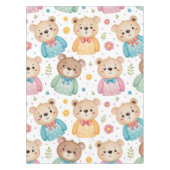 Teddy bear and flowers テーブルクロス (正面)