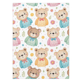 Teddy bear and flowers テーブルクロス