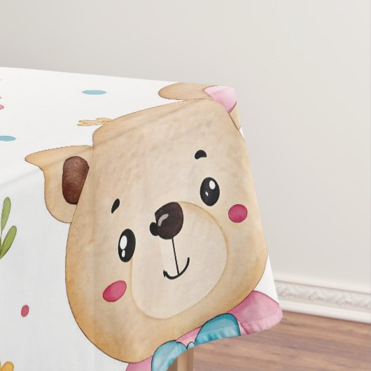 Teddy bear and flowers テーブルクロス (インサイチュ)