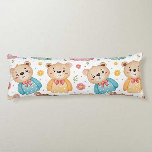 Teddy bear and flowers ボディピロー (裏面)