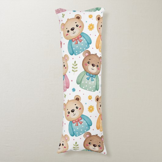 Teddy bear and flowers ボディピロー (正面縦)