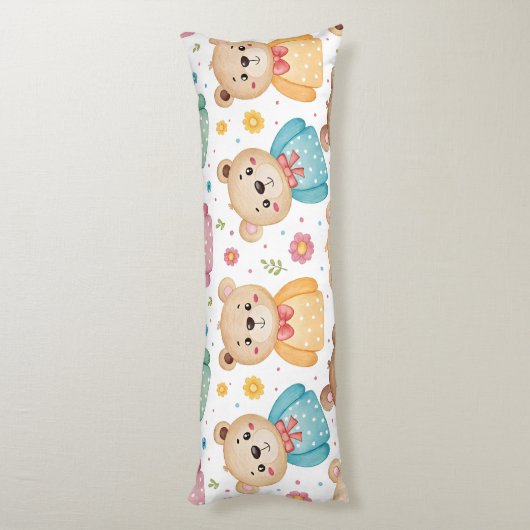 Teddy bear and flowers ボディピロー (裏面 (縦))