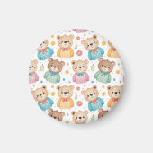 Teddy bear and flowers マグネット (正面)