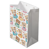 Teddy bear and flowers ミディアムペーパーバッグ (正面アングル)