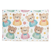 Teddy bear and flowers 枕カバー (裏面)