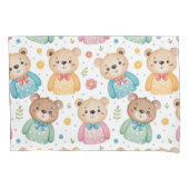 Teddy bear and flowers 枕カバー (正面)