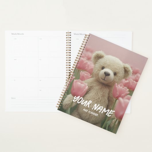 Teddy Bear and Pink Tulip Planner Gentle Planning プランナー手帳 (ディスプレー)