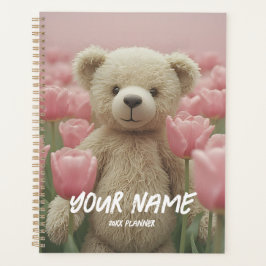 Teddy Bear and Pink Tulip Planner Gentle Planning プランナー手帳