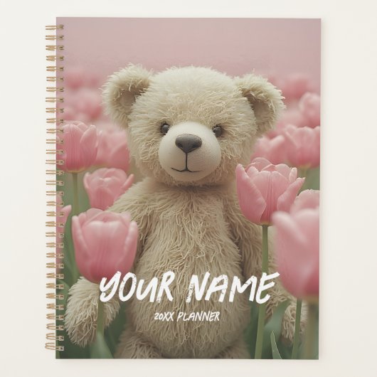 Teddy Bear and Pink Tulip Planner Gentle Planning プランナー手帳 (正面)