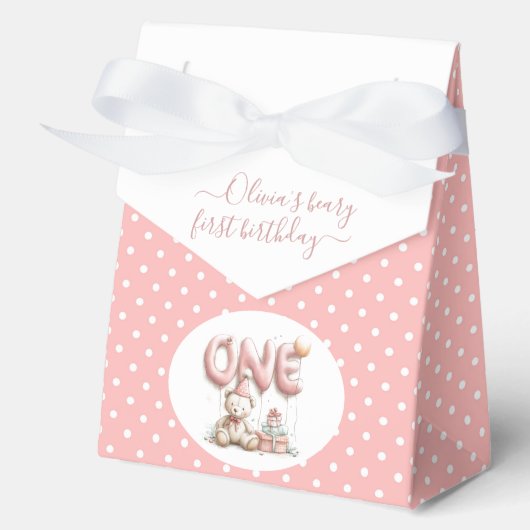 Teddy Bear and Polka Dot Happy Birthday  フェイバーボックス (正面)