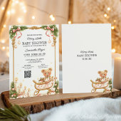 Teddy Bear and Ribbons Christmas Baby Shower  招待状